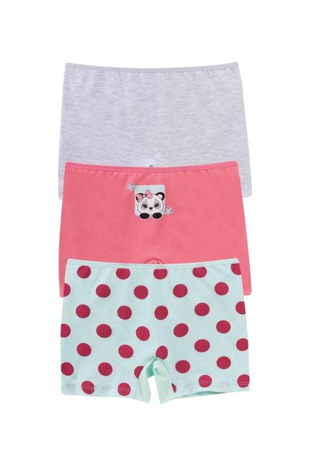 DomiKids Kız Çocuk Pamuklu Boxer 3'Lü Paket