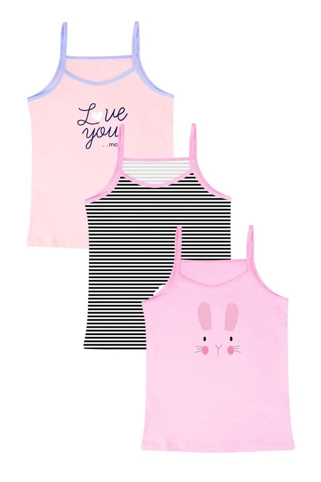 DomiKids Kız Çocuk  Atlet 3'Lü Paket