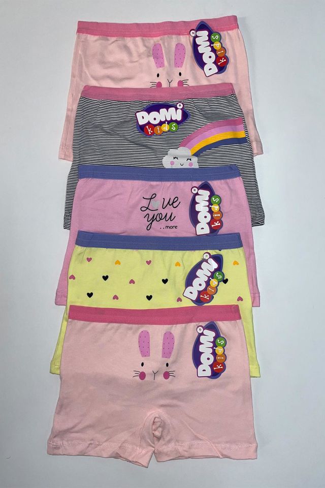 DomiKids Kız Çocuk  Likralı Boxer 5'Li