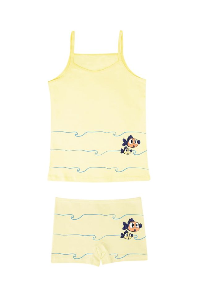 DomiKids Kız Çocuk Pamuklu Atlet-Boxer Takım 2'li Paket