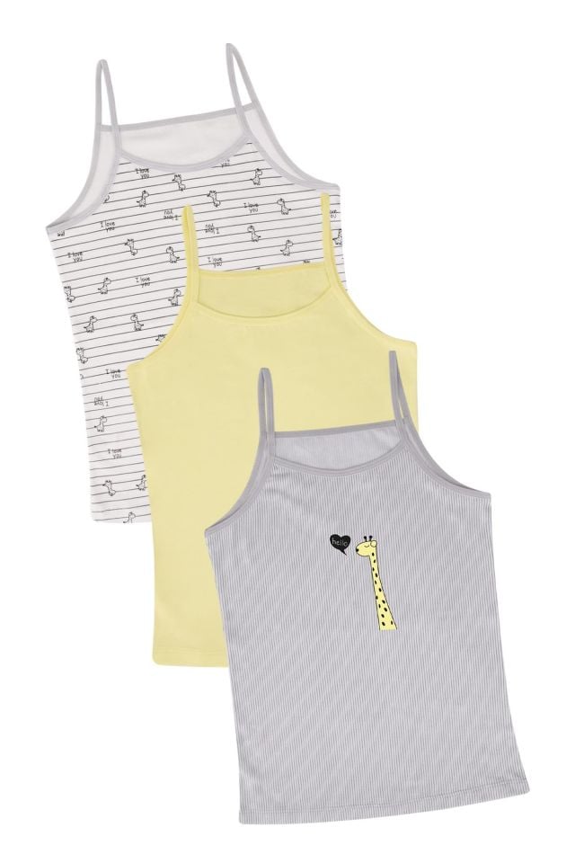 DomiKids Kız Çocuk Pamuklu Atlet 3'lü Paket