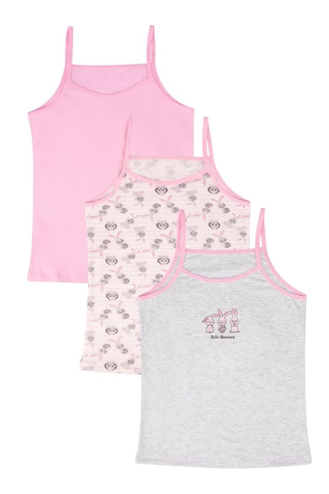 DomiKids Kız Çocuk Pamuklu Atlet 3'lü Paket
