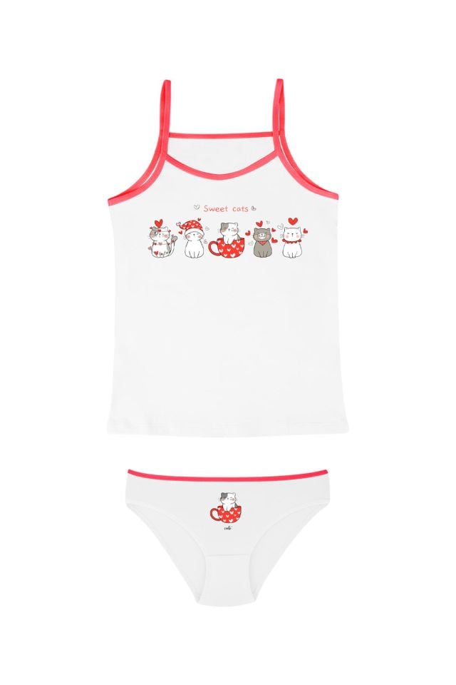 DomiKids Kız Çocuk Pamuklu Atlet Külot Takım 2'li Paket