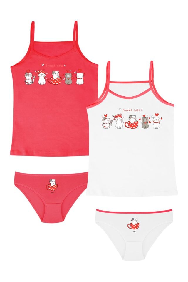 DomiKids Kız Çocuk Pamuklu Atlet Külot Takım 2'li Paket