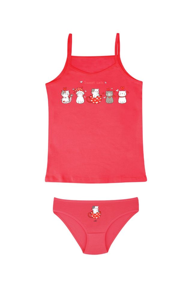 DomiKids Kız Çocuk Pamuklu Atlet Külot Takım 2'li Paket