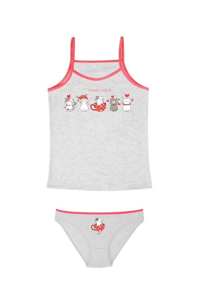 DomiKids Kız Çocuk Pamuklu Atlet Külot Takım 2'li Paket