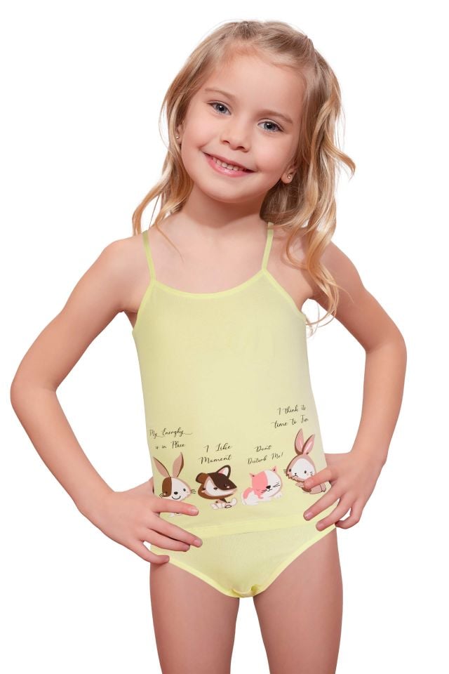 DomiKids Kız Çocuk Pamuklu Atlet Külot Takım 2'li Paket