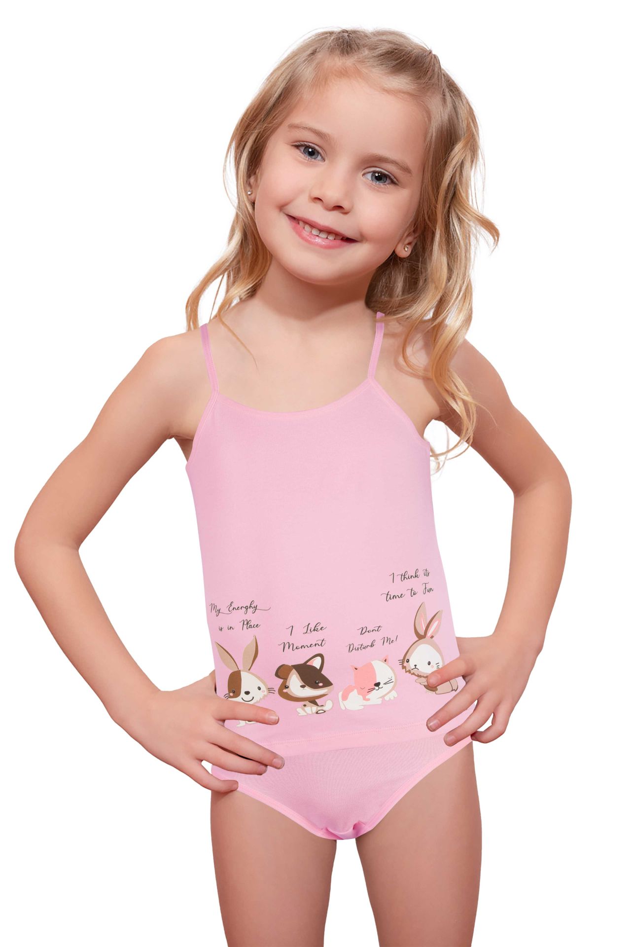 DomiKids Kız Çocuk Pamuklu Atlet Külot Takım 2'li Paket