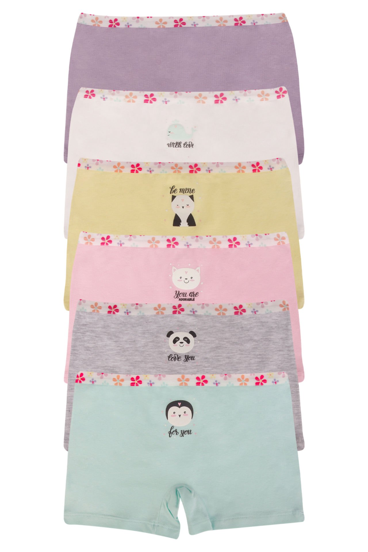 DomiKids Kız Çocuk Pamuklu Boxer 6'Lı Paket