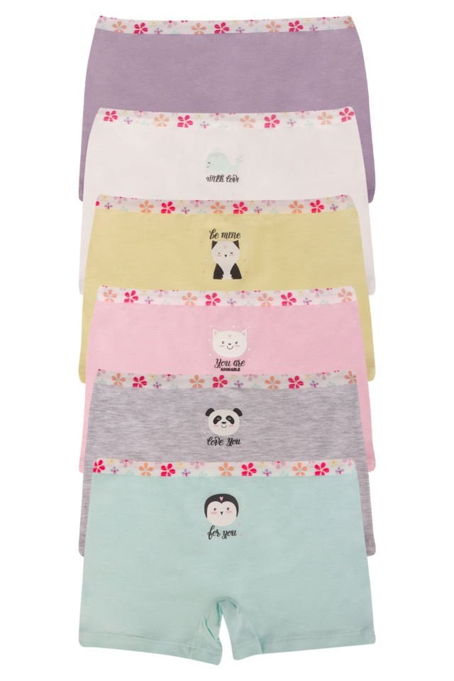 DomiKids Kız Çocuk Pamuklu Boxer 6'Lı Paket