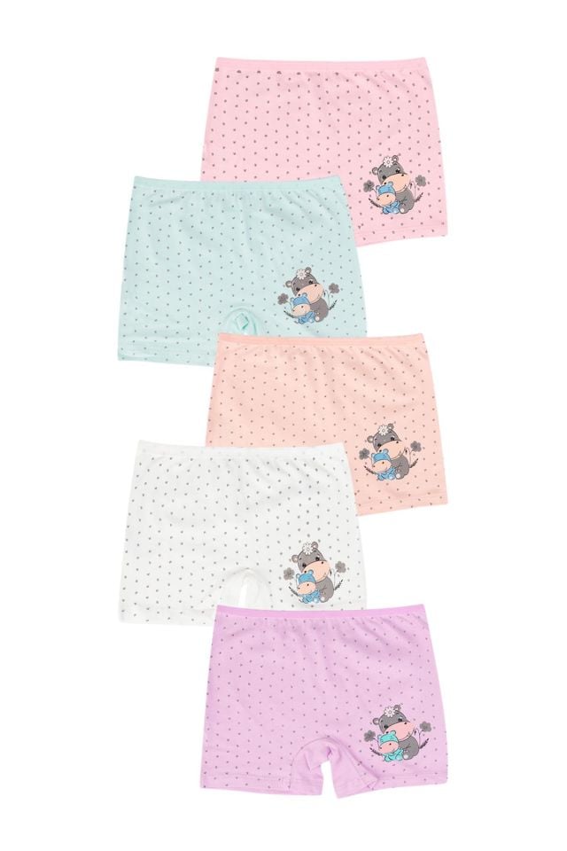 DomiKids Kız Çocuk Pamuklu Likralı Boxer 5'Li 78250